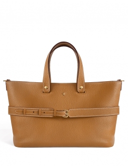 'Caravelle' Sac à main Cuir Nappa Cognac & Or