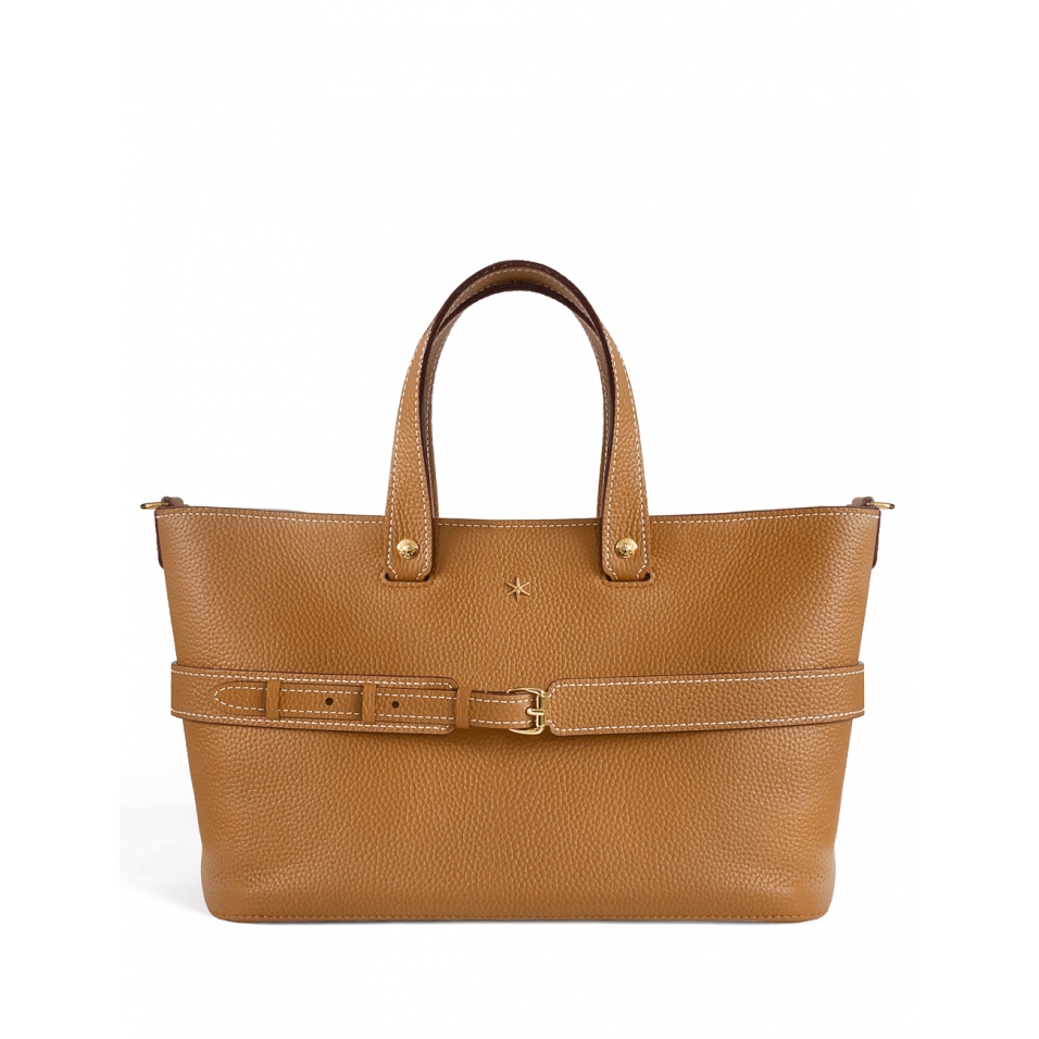 'Caravelle' Sac à main Cuir Nappa Cognac & Or