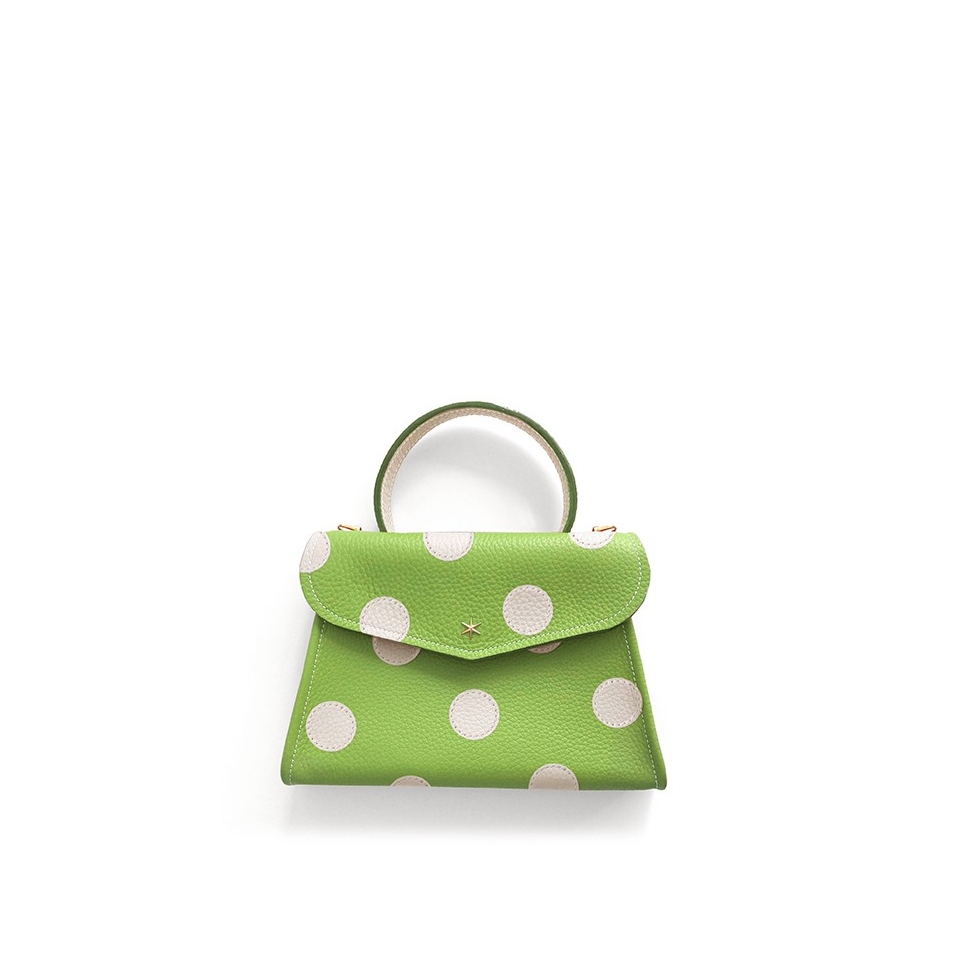 'Chantilly Pois' Nappa Leather handbag Apple Green & Gold