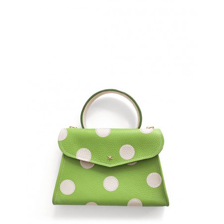 'Chantilly Pois' Nappa Leather handbag Apple Green & Gold