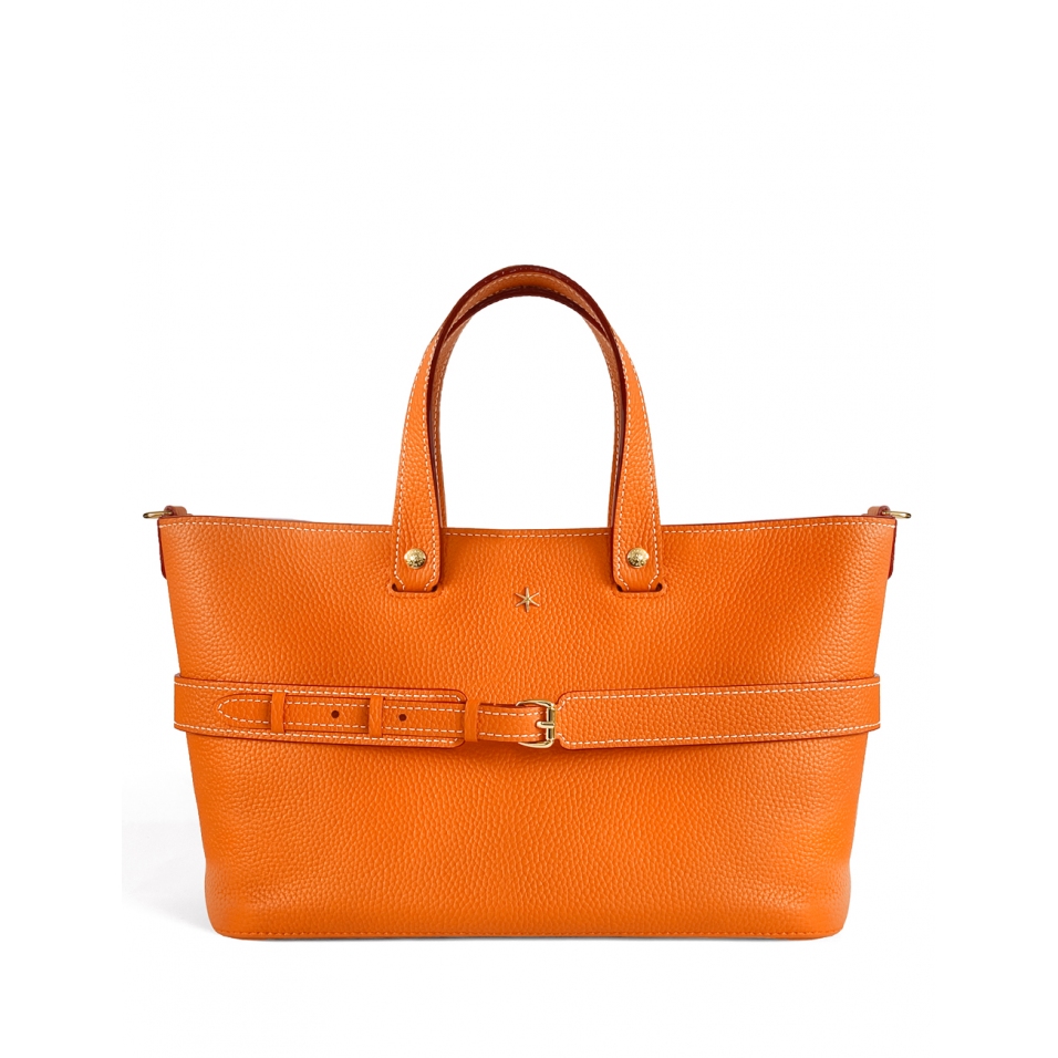 'Caravelle' Sac à main Cuir Nappa Orange & Or