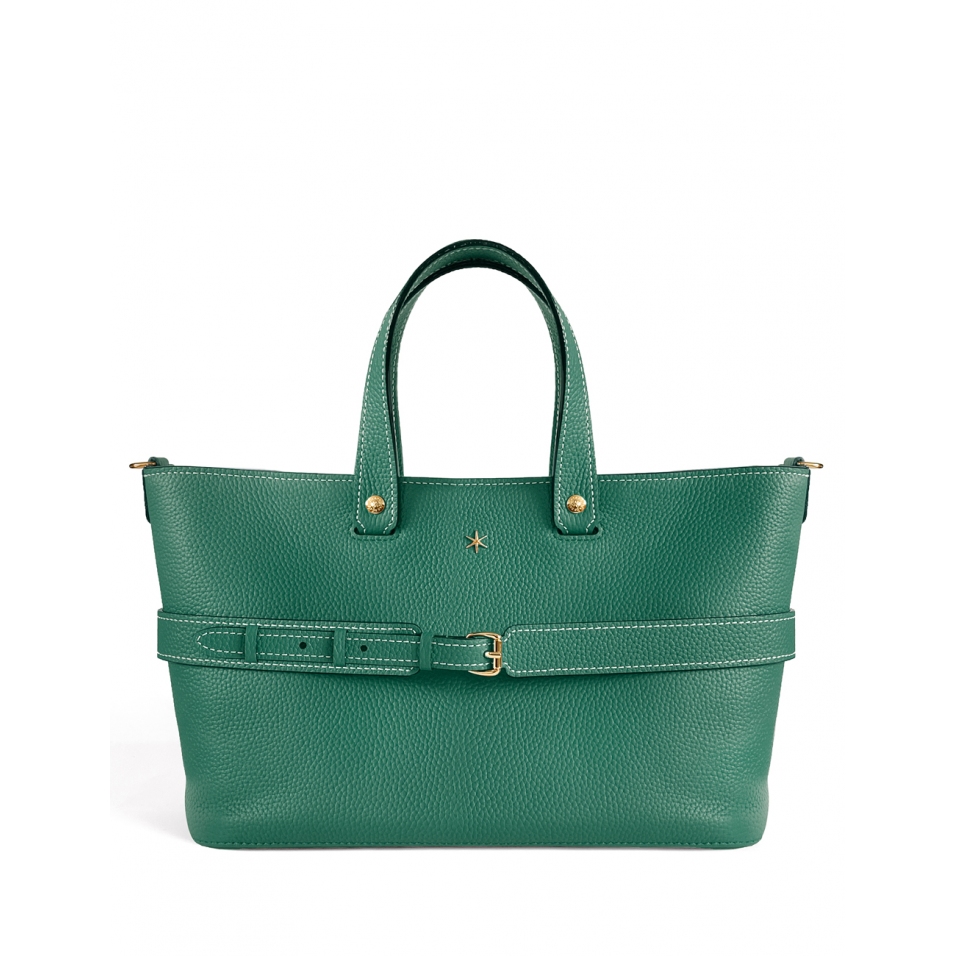 'Caravelle' Sac à main Cuir Nappa Vert Pin & Or