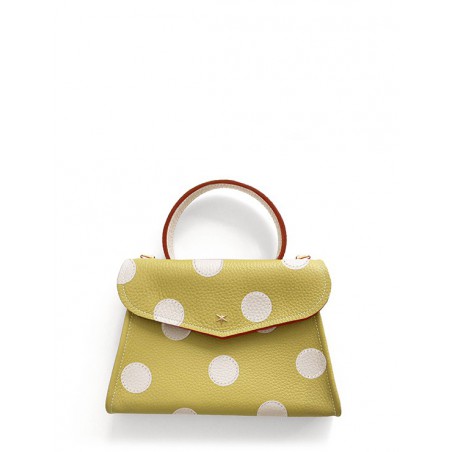 'Chantilly Pois' Nappa Leather handbag Anis & Gold