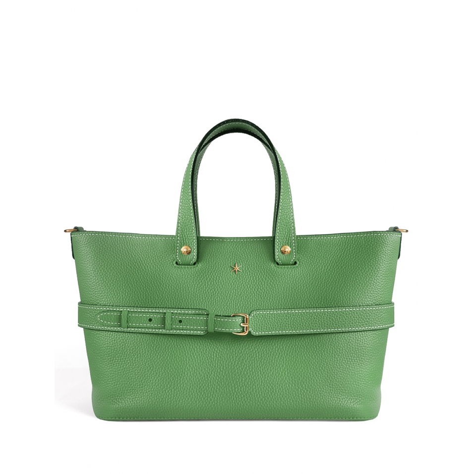 'Caravelle' Sac à main Cuir Nappa Asperge & Or
