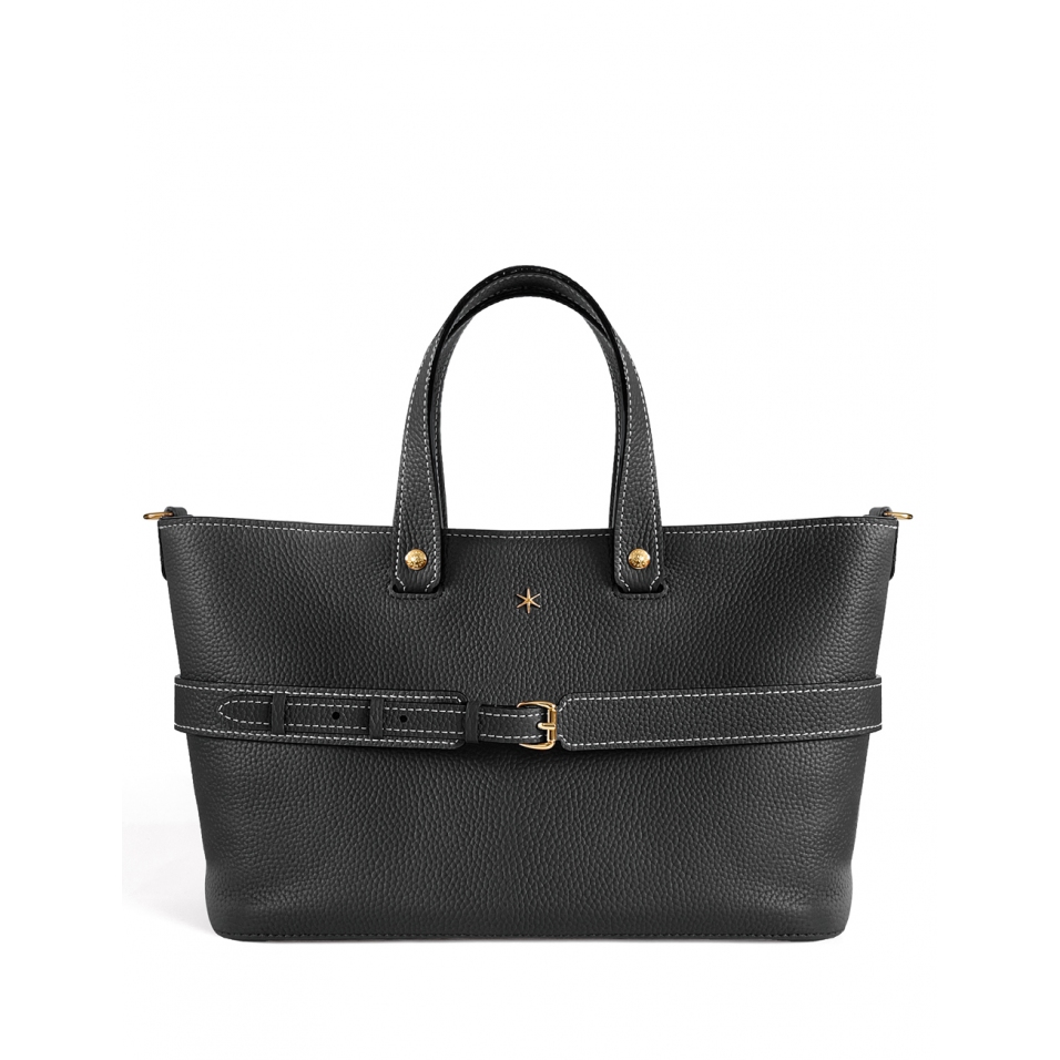'Caravelle' Sac à main Cuir Nappa Ébène & Or