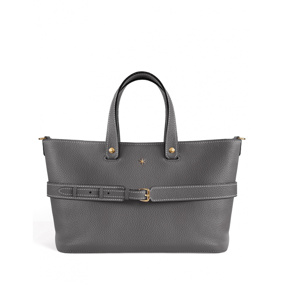'Caravelle' Sac à main Cuir Nappa Ardoise & Or