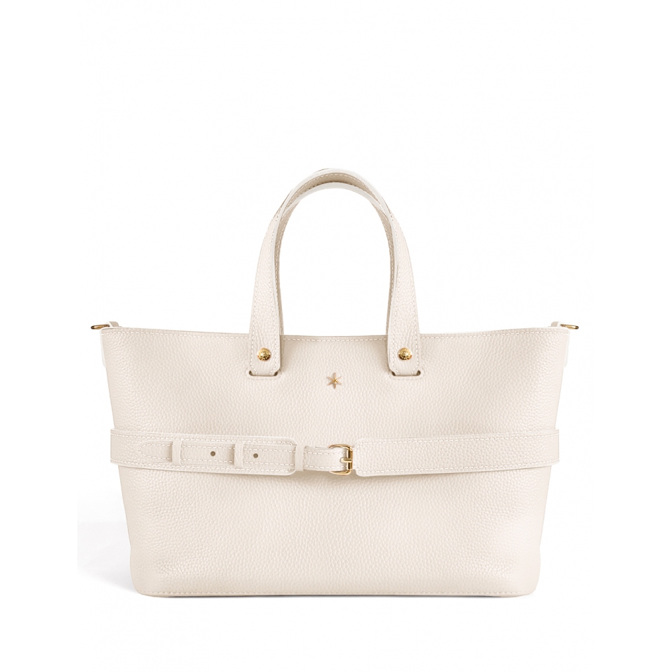 'Caravelle' Sac à main Cuir Nappa Crème & Or