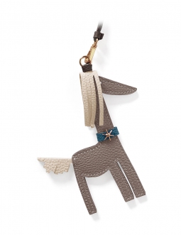 'Picpuce' Accessoire en Cuir Nappa Tourterelle & Or