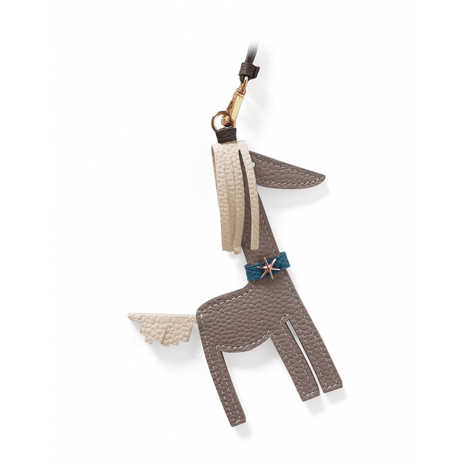 'Picpuce' Accessoire en Cuir Nappa Tourterelle & Or
