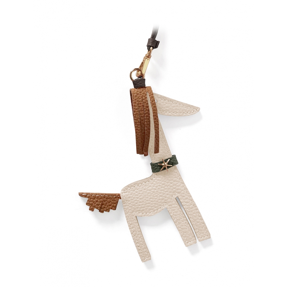 'Picpuce' Accessoire en Cuir Nappa Crème & Or