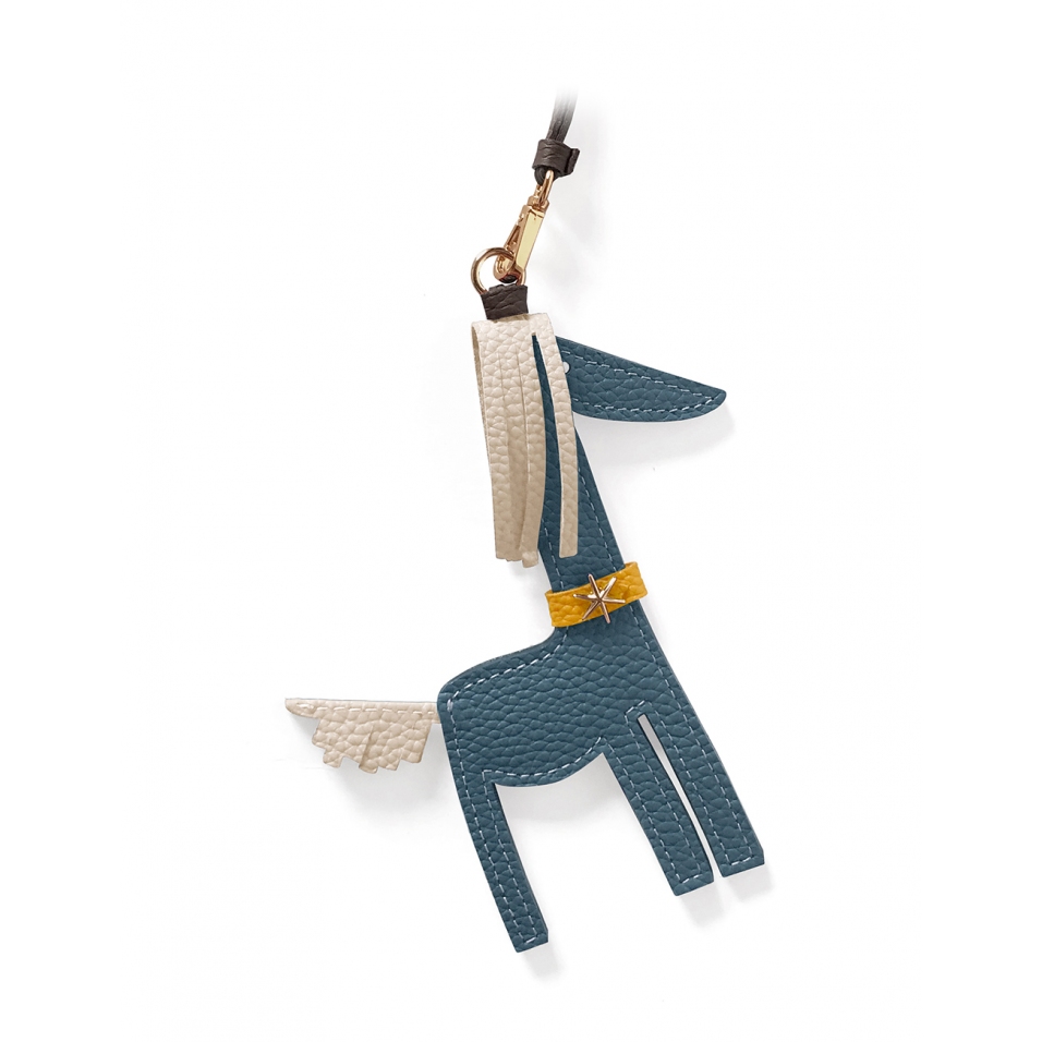 'Picpuce' Accessoire en Cuir Nappa Indigo & Or