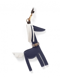 'Picpuce' Accessoire en Cuir Nappa Bleu Nuit & Or