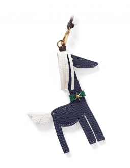 'Picpuce' Accessoire en Cuir Nappa Bleu Nuit & Or
