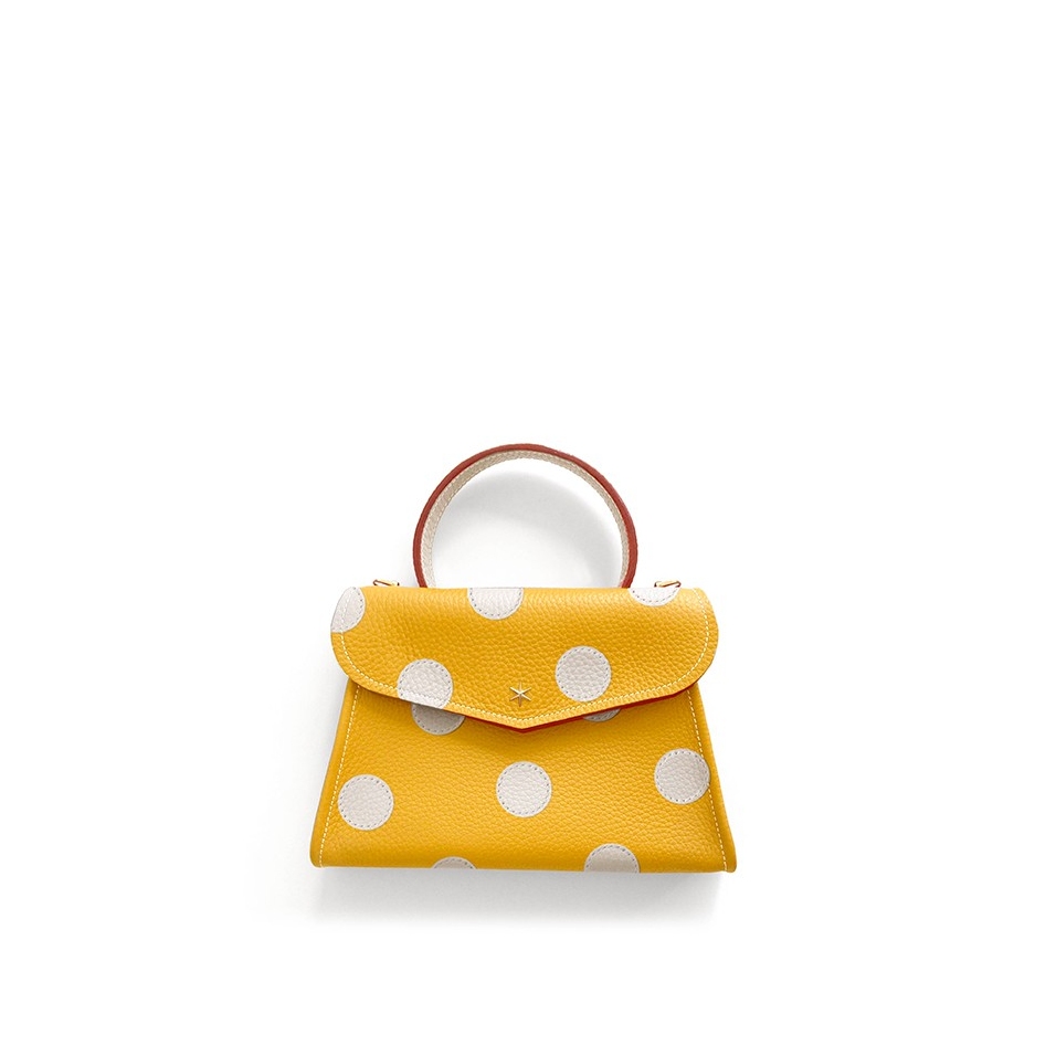 'Chantilly Pois' Nappa Leather handbag Yellow & Gold