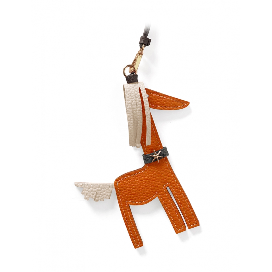 'Picpuce' Accessoire en Cuir Nappa Orange & Or