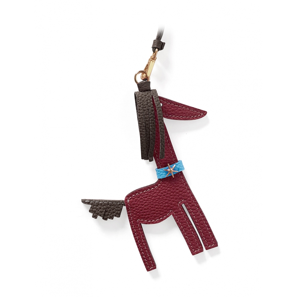 'Picpuce' Accessoire en Cuir Nappa Bordeaux & Or