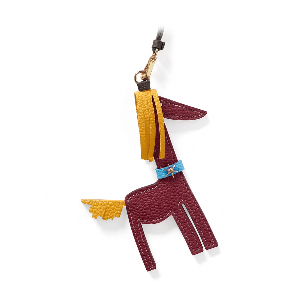 'Picpuce' Accessoire en Cuir Nappa Bordeaux & Or