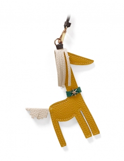 'Picpuce' Accessoire en Cuir Nappa Moutarde & Or