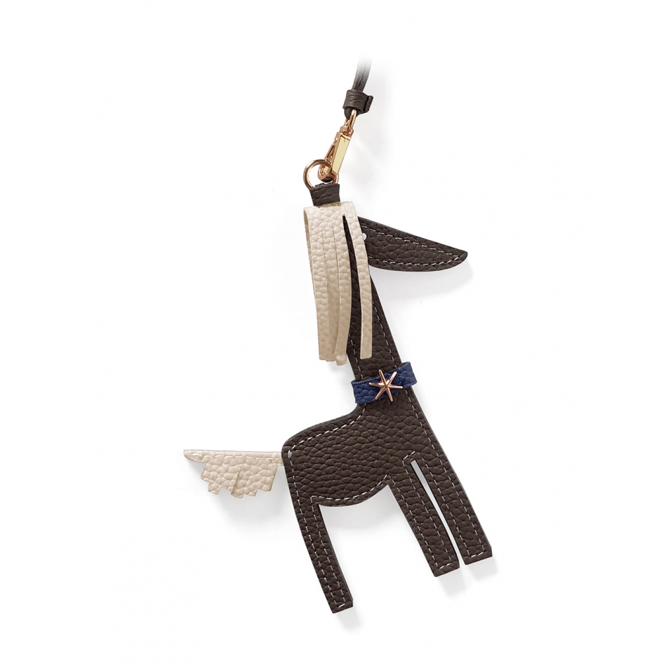 'Picpuce' Accessoire en Cuir Nappa Chocolat & Or