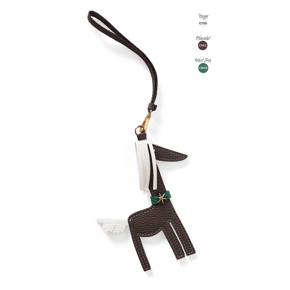 'Picpuce' Accessoire en Cuir Nappa Chocolat & Or