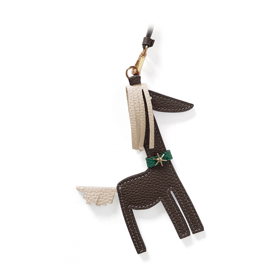 'Picpuce' Accessoire en Cuir Nappa Chocolat & Or