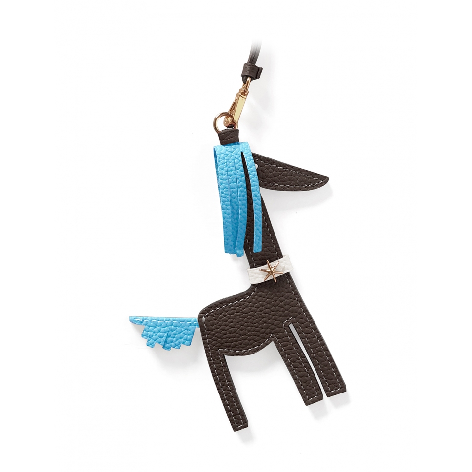 'Picpuce' Accessoire en Cuir Nappa Chocolat & Or