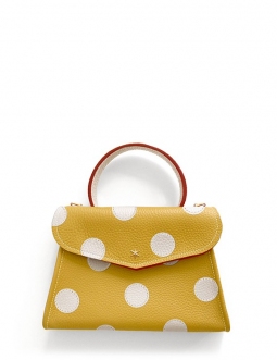 'Chantilly Pois' Sac à main Cuir Nappa Moutarde & Or