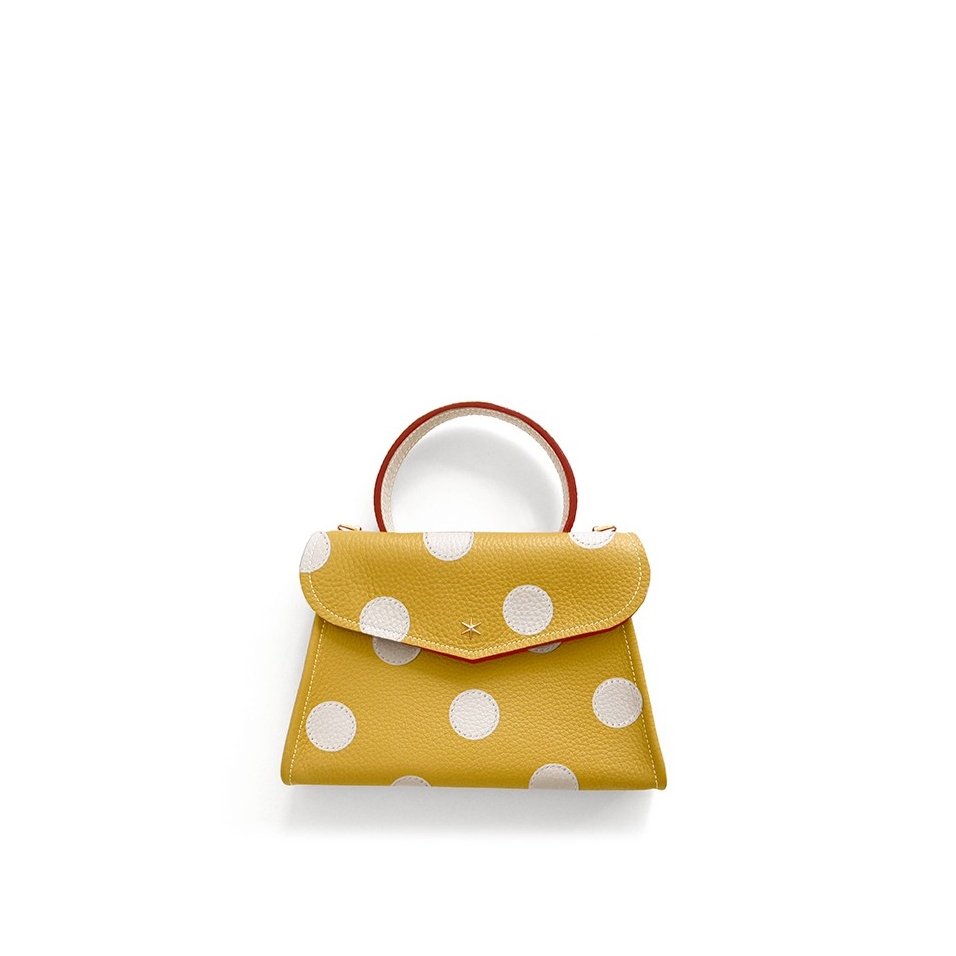 'Chantilly Pois' Nappa Leather handbag Moutarde & Gold