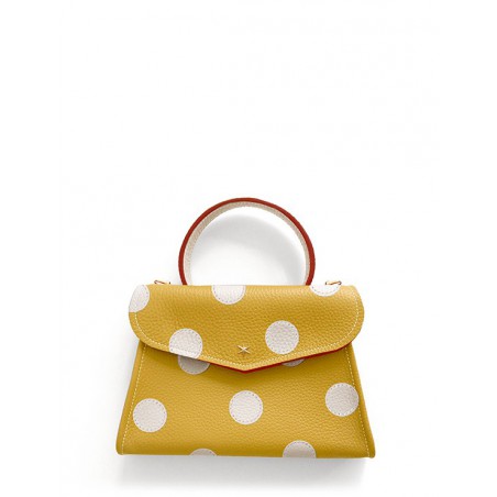 'Chantilly Pois' Sac à main Cuir Nappa Moutarde & Or