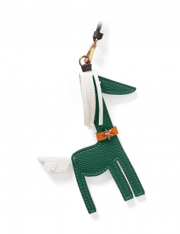 'Picpuce' Accessoire en Cuir Nappa Vert Pin & Or