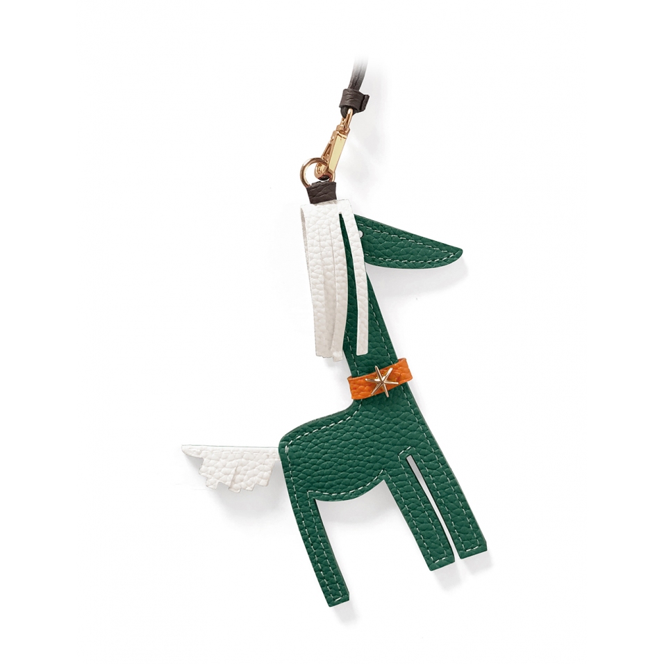 'Picpuce' Accessoire en Cuir Nappa Vert Pin & Or