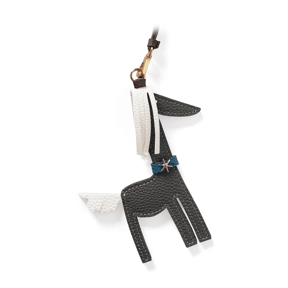 'Picpuce' Accessoire en Cuir Nappa Ardoise & Or