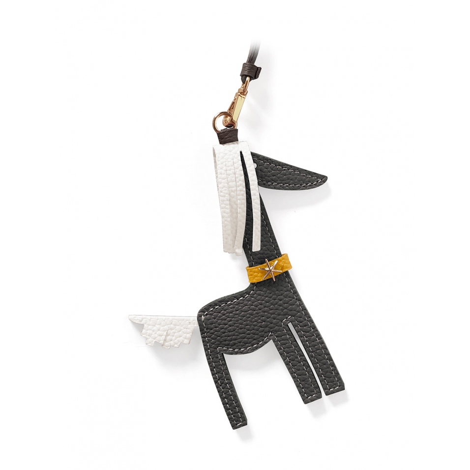 'Picpuce' Accessoire en Cuir Nappa Ardoise & Or