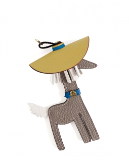 'Picpuce Premier' Accessoire en Cuir Nappa Tourterelle & Or