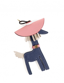 'Picpuce Premier' Accessoire en Cuir Nappa Marine & Or