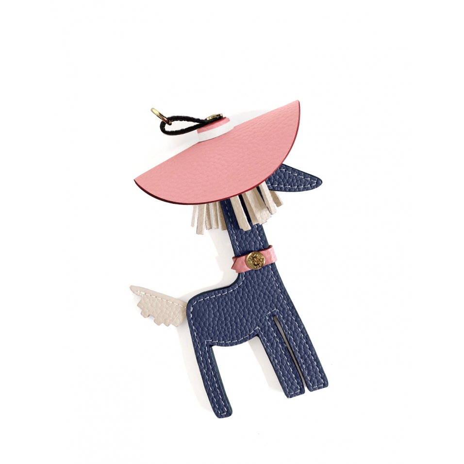 'Picpuce Premier' Accessoire en Cuir Nappa Marine & Or