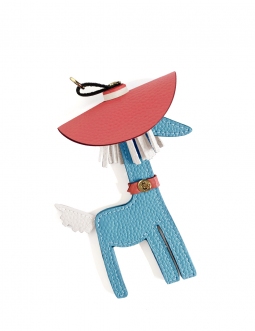 'Picpuce Premier' Accessoire en Cuir Nappa Azur & Or
