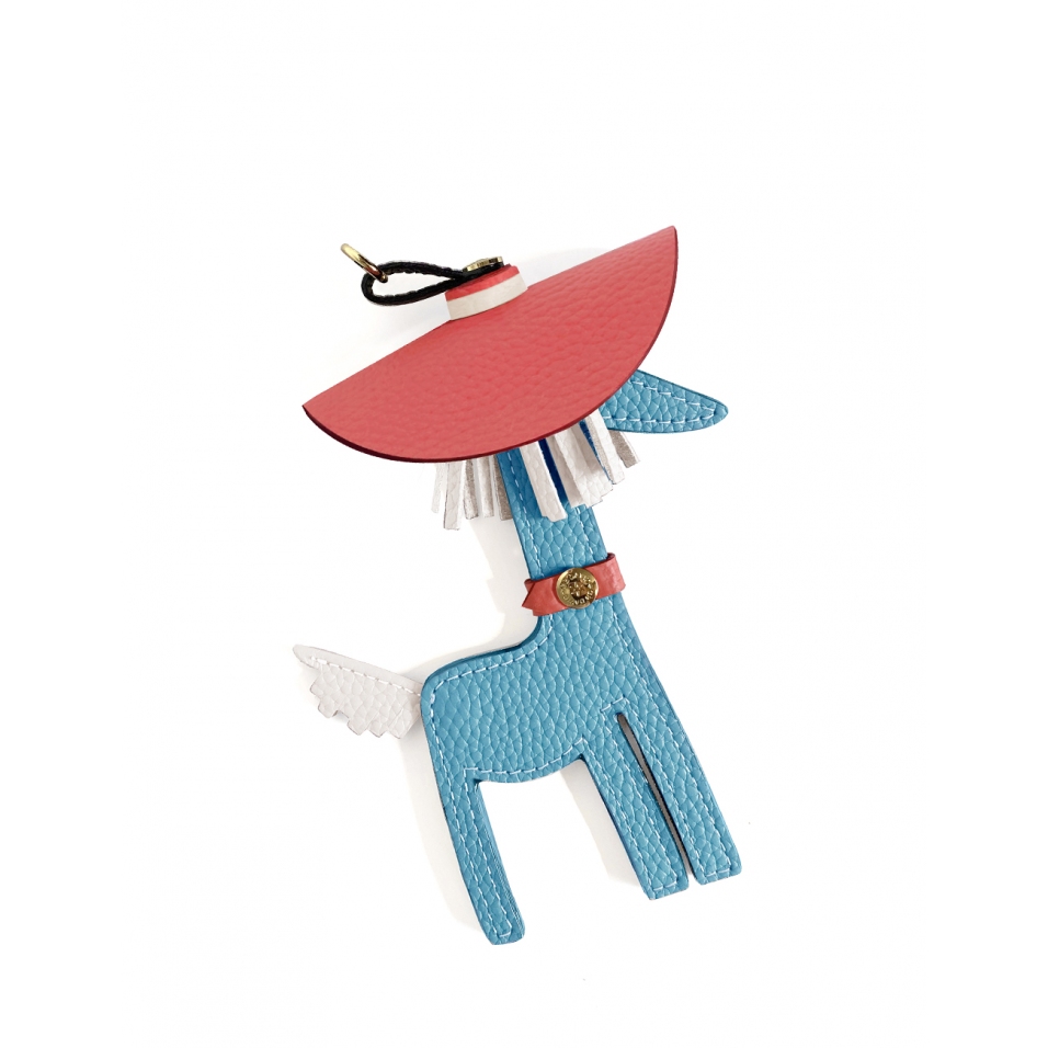 'Picpuce Premier' Accessoire en Cuir Nappa Azur & Or