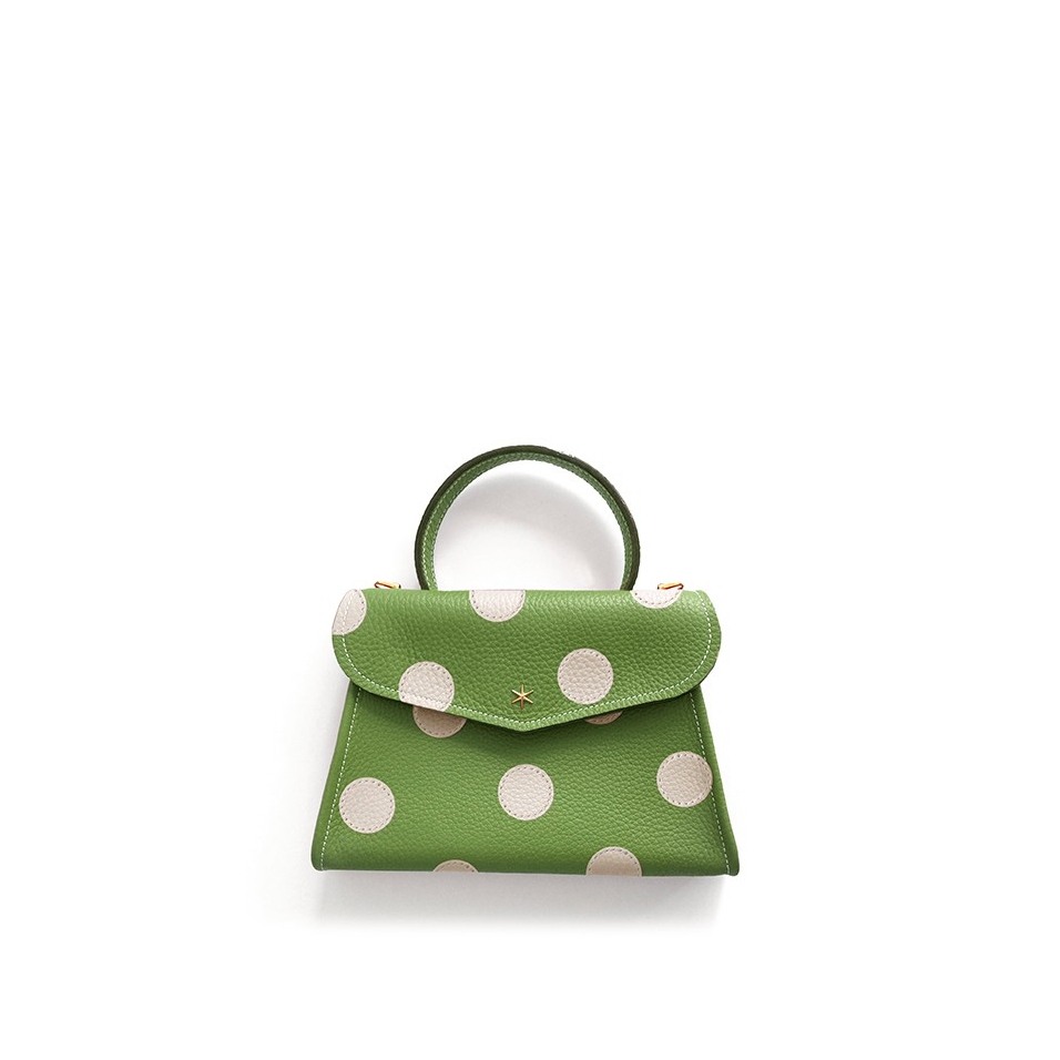 'Chantilly Pois' Nappa Leather handbag Asperge & Gold