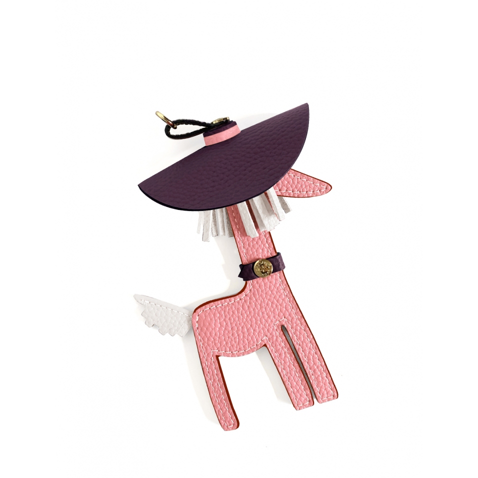 'Picpuce Premier' Accessoire en Cuir Nappa Rose Poudré & Or