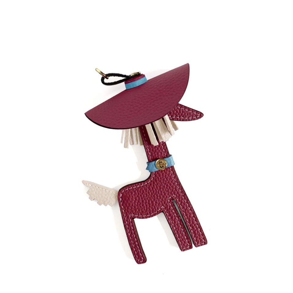 'Picpuce Premier' Accessoire en Cuir Nappa Bordeaux & Or