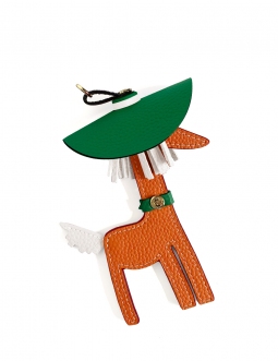 'Picpuce Premier' Accessoire en Cuir Nappa Orange & Or