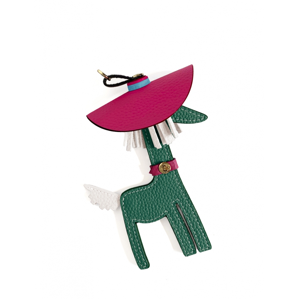 'Picpuce Premier' Accessoire en Cuir Nappa Vert Pin & Or