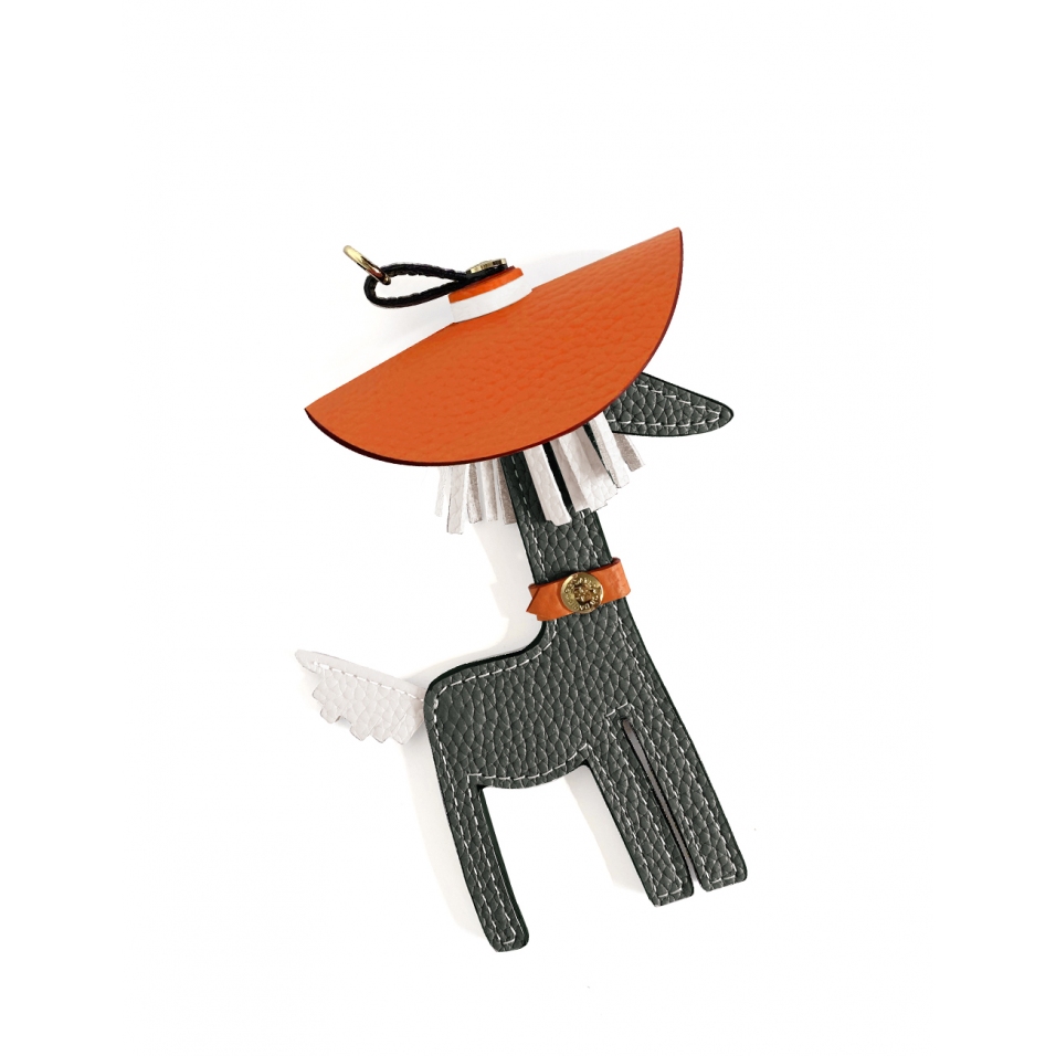 'Picpuce Premier' Accessoire en Cuir Nappa Ardoise & Or