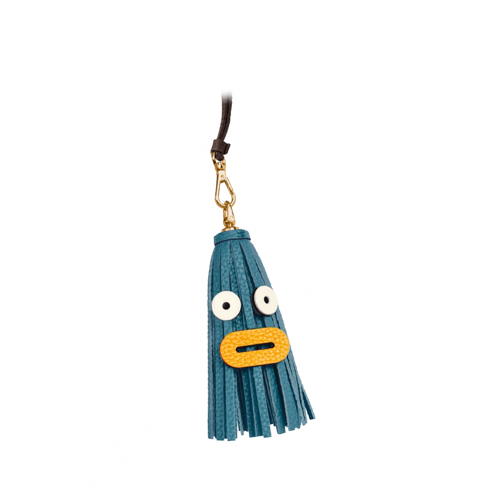 'Octopuce Mini' Accessoire en Cuir Nappa Indigo & Or