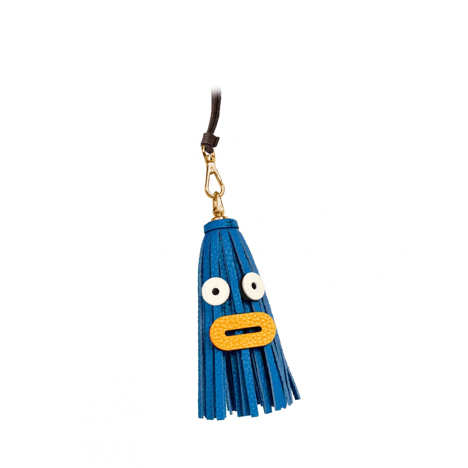 'Octopuce Mini' Accessoire en Cuir Nappa Cyan & Or