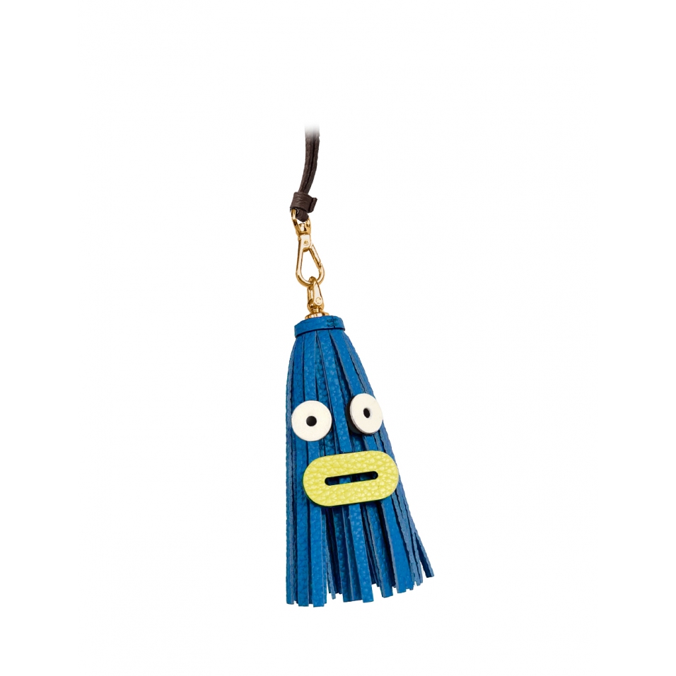 'Octopuce Mini' Accessoire en Cuir Nappa Cyan & Or