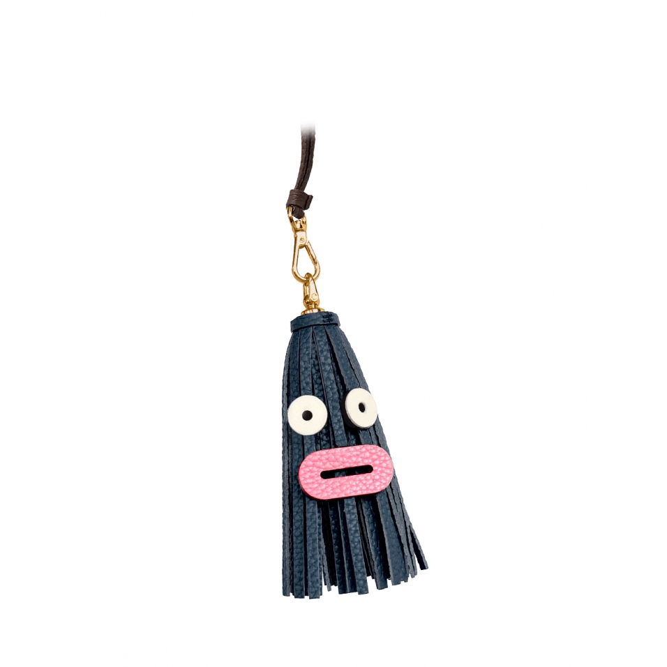 'Octopuce Mini' Accessoire en Cuir Nappa Bleu Nuit & Or