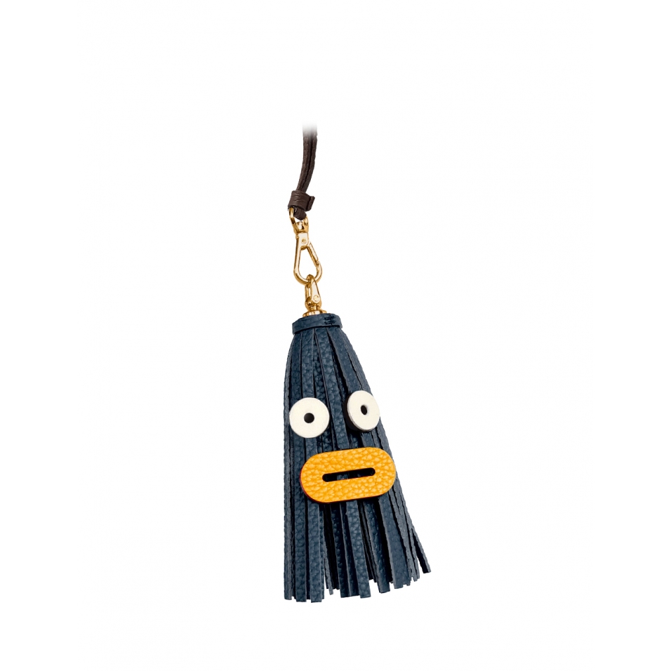 'Octopuce Mini' Accessoire en Cuir Nappa Bleu Nuit & Or