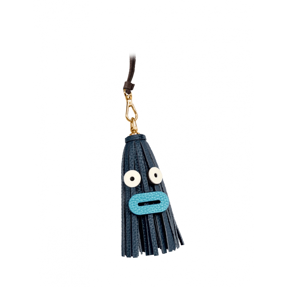 'Octopuce Mini' Accessoire en Cuir Nappa Bleu Nuit & Or